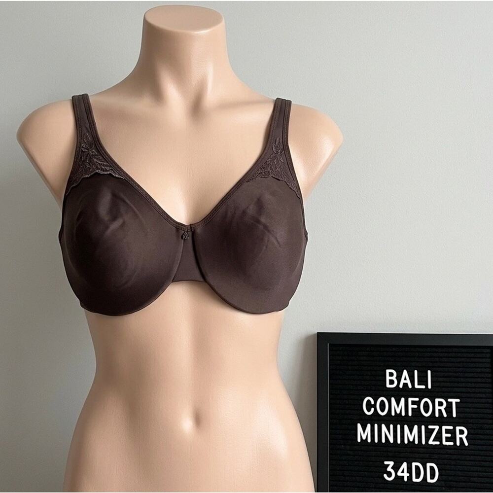 Bali 34DD Bra Comfort Minimizer Underwire Smooth Seamless Brown Unlined